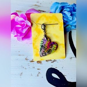 Handmade clay, polymer necklace